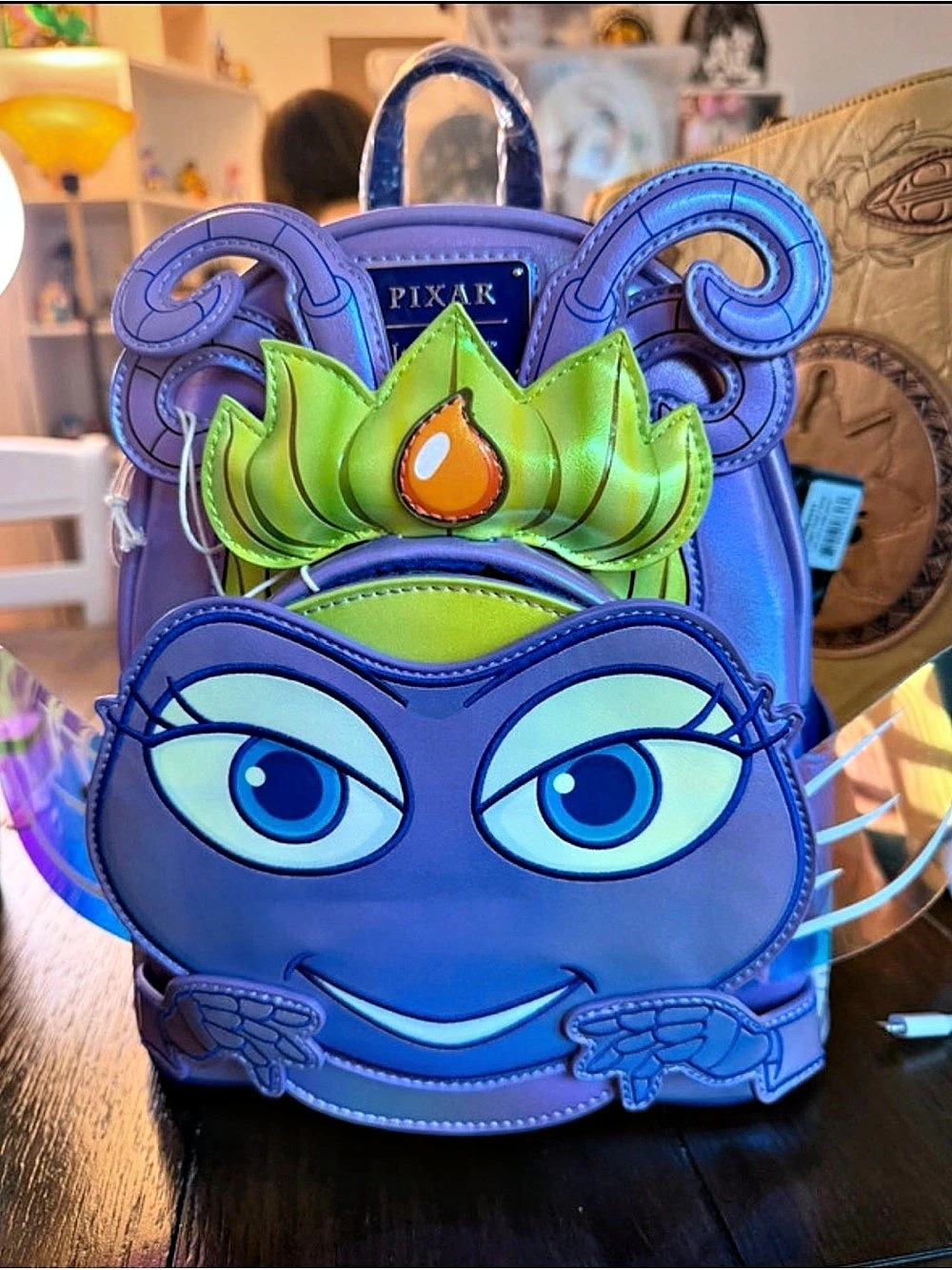 Loungefly Pixar princess Atta Mini Backpack Blue & Purple NWT